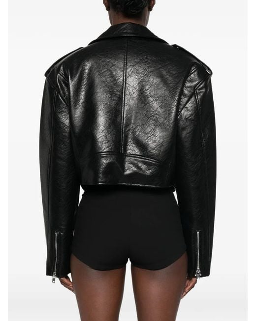 Frankie Shop Black Daphne Cropped Biker Jacket