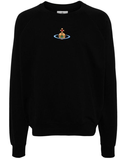 Vivienne Westwood Black Orb-embroidered Cotton Sweatshirt for men
