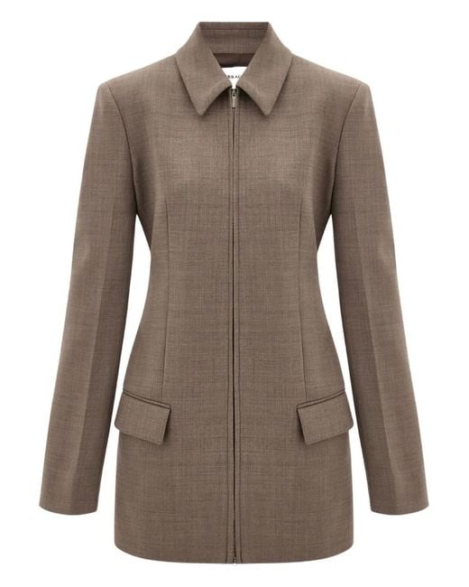 Ferragamo Brown Zip-Fastening Blazer