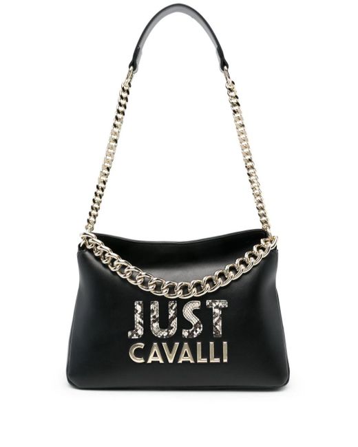 Bolso shopper con letras del logo Just Cavalli de color Black