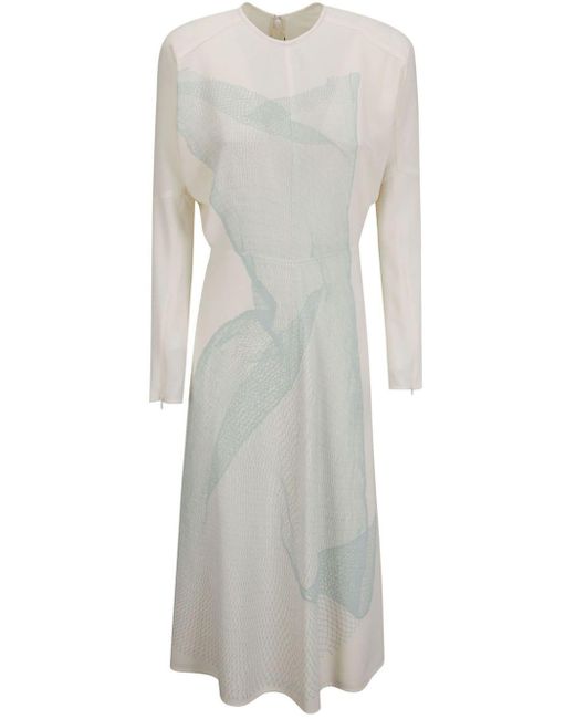 Victoria Beckham Gray Contorted-net Maxi Dress
