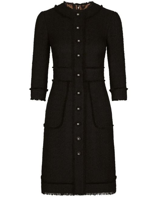 Dolce & Gabbana Black Raschel Tweed Midi Dress