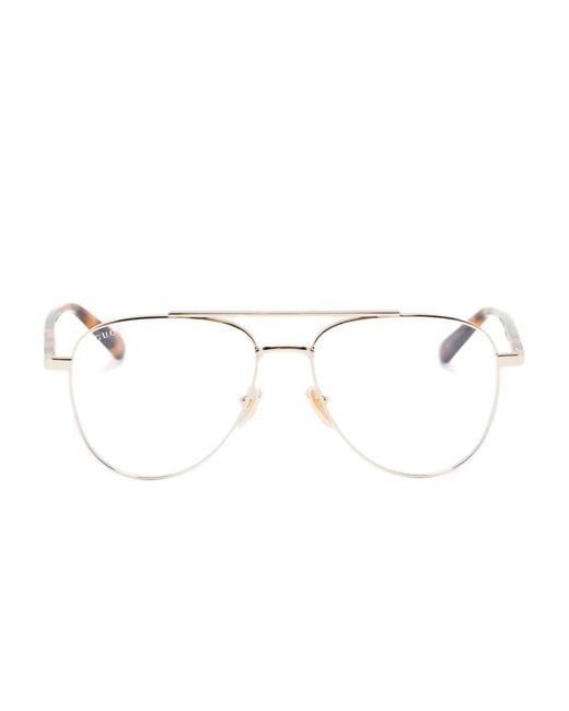 Gucci Natural Pilot-Frame Glasses for men