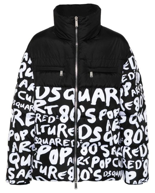 DSquared² Black D2 Pop 80's Two-tone Padded Jacket for men