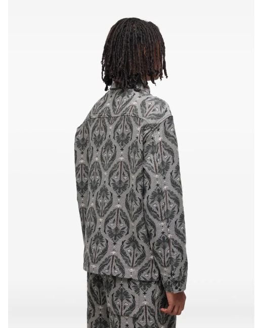 Osklen Gray Jacquard Floral-Pattern Shirt Jacket for men