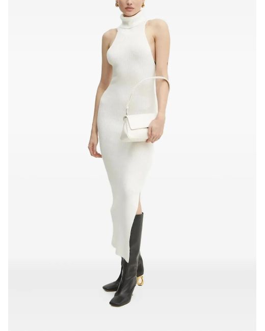 Bardot White Turtleneck Open-Back Midi Dress
