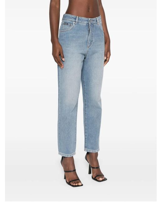 Dolce & Gabbana Blue Logo-Patch Jeans