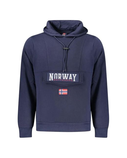 Norway 1963 Blue Logo-Patch Drawstring Hoodie for men