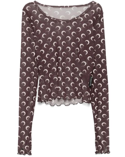 MARINE SERRE Brown Moon-Print T-Shirt
