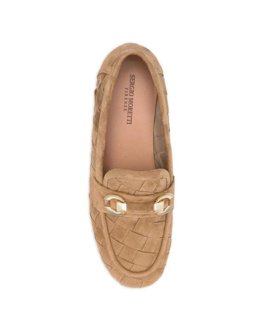 SERGIO MORETTI FIRENZE White Woven Suede Loafers