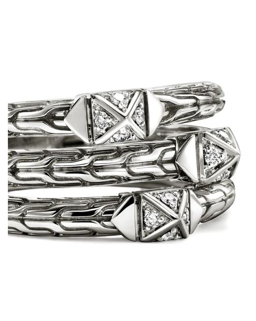 John Hardy Gray Sterling Diamond Triple-Row Ring