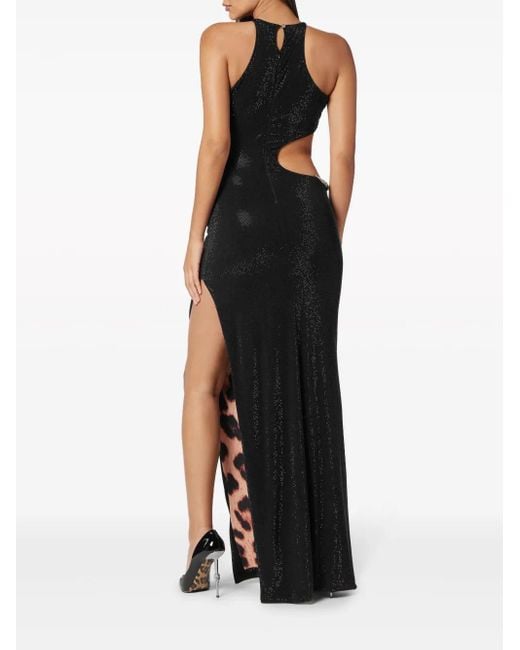 Philipp Plein Black Long Dress Crystal
