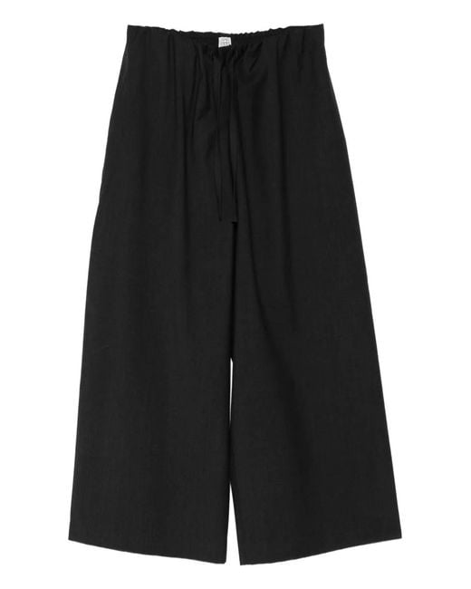 Totême Black Drawstring-Waist Trousers