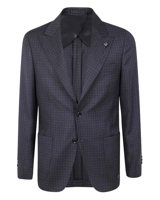 Lardini Blue Houndstooth-Pattern Blazer for men