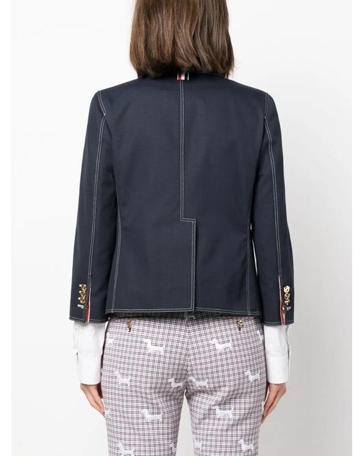 Thom Browne Blue Sack-Patch Cropped Jacket