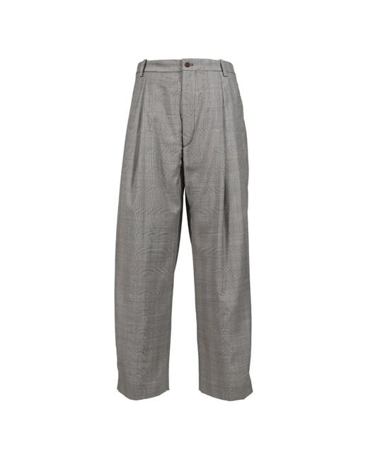 Hed Mayner Gray Checked Pleated Trousers for men