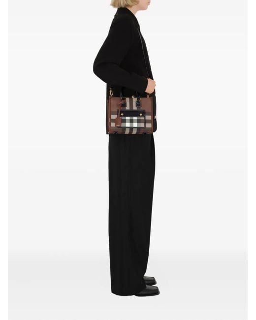 Burberry Black Check Motiv Mini Tote Bag
