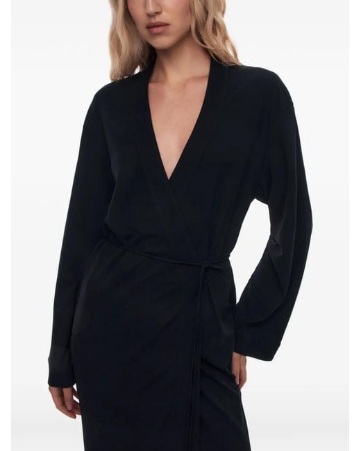 12 STOREEZ Black Daphne Wrap-Style Maxi Dress