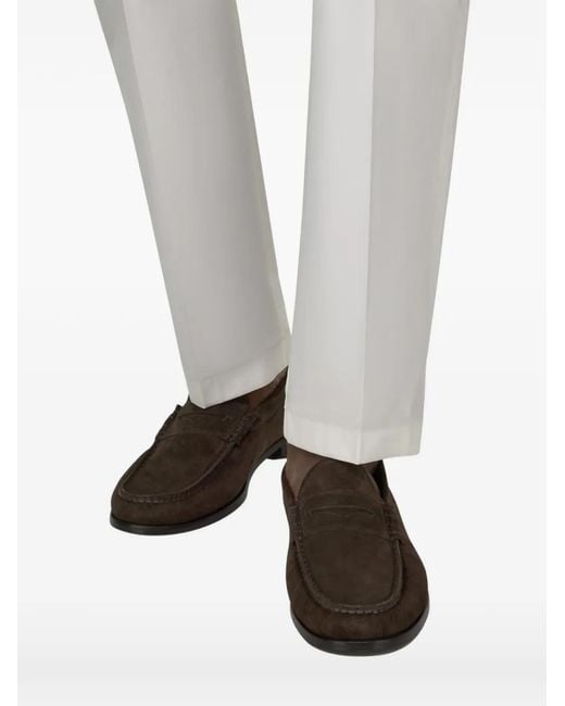 Boggi White Suede Leather Loafers for men