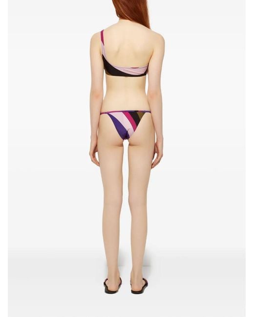 Emilio Pucci Red Print One-Shoulder Bikini Top