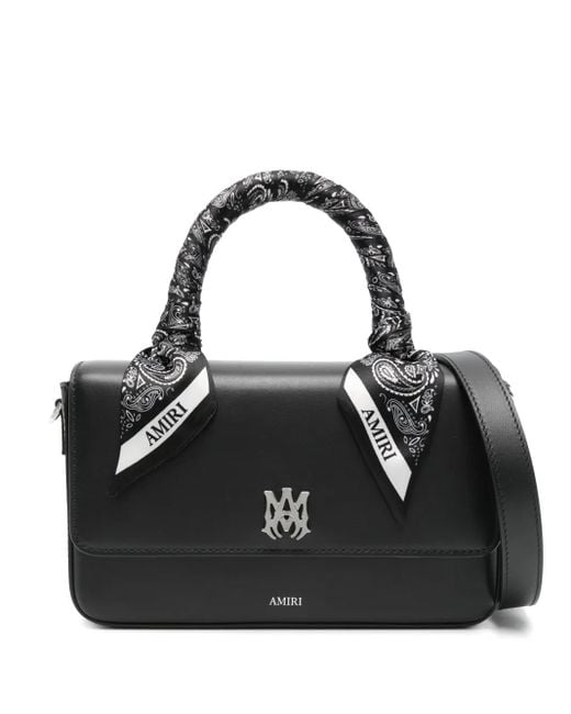 Amiri Leren Handtas Met Bandana Afwerking in het Black