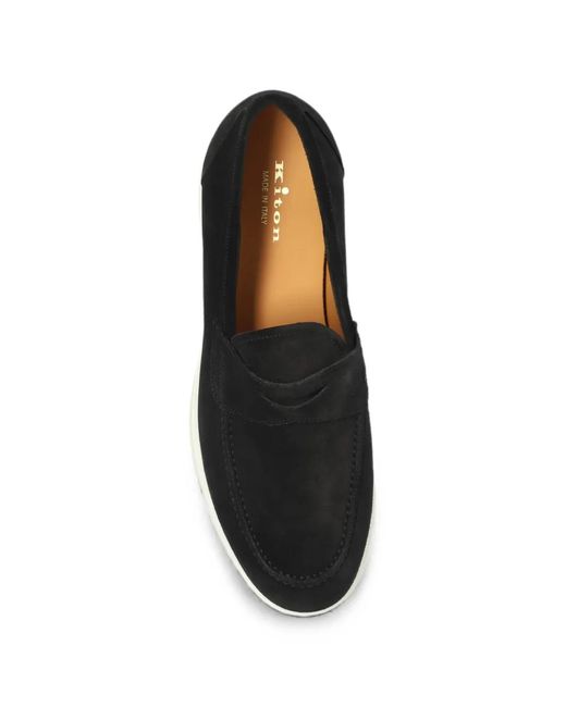 Kiton Black Suede Loafers for men