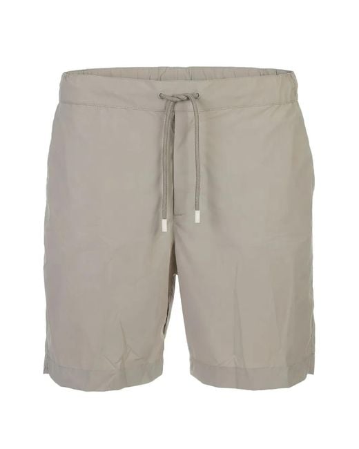 Fedeli Gray Drawstring Carabiner-Detail Shorts for men