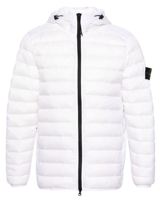 Stone Island White Compass-badge Quilted Puffer Jacket for men