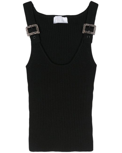 GIUSEPPE DI MORABITO Black Buckle-detail Knitted Top