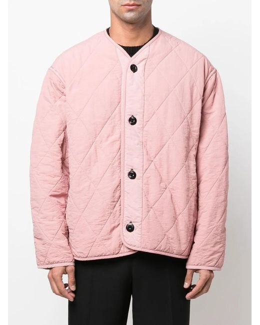 OAMC Pink Quilted Button-Up Jacket for men