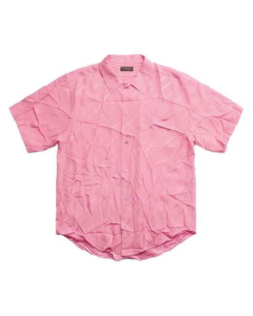 Balenciaga Pink Hemd aus Seide mit Knitteroptik