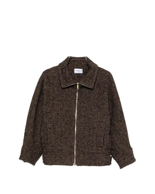 Marella Brown Mlslana Herringbone Zip-Fastening Jacket