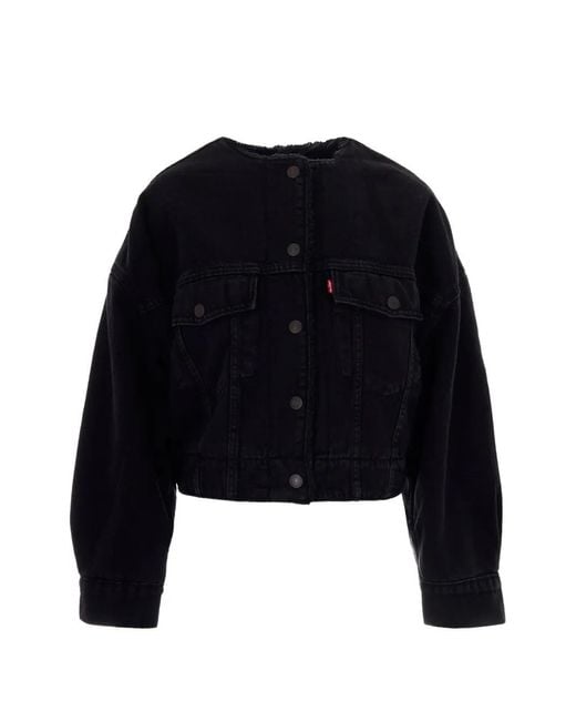 Levi's Black Fleece-Trim Denim Jacket
