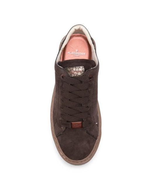 Alexander Smith Brown Croc-Effect Platform Sneakers