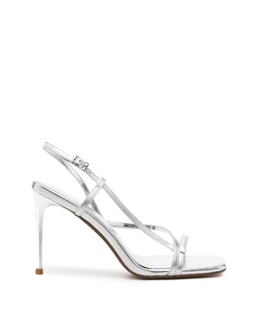 SERGIO MORETTI FIRENZE White Metallic-Effect Strappy Sandals