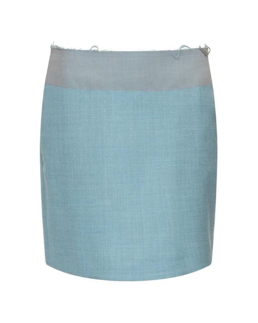 MM6 by Maison Margiela Blue Two-Tone Wool Mini Skirt
