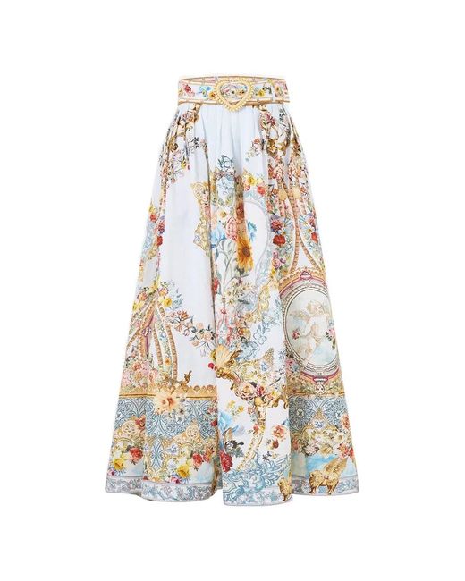 Camilla White Seville Sweetheart Belted Midi Skirt
