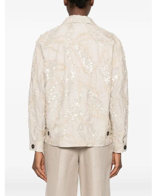Brunello Cucinelli Natural Embroidered Cotton Jacket