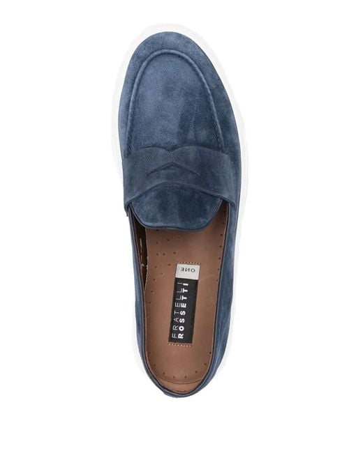 Fratelli Rossetti Blue Calf-Suede Loafers for men