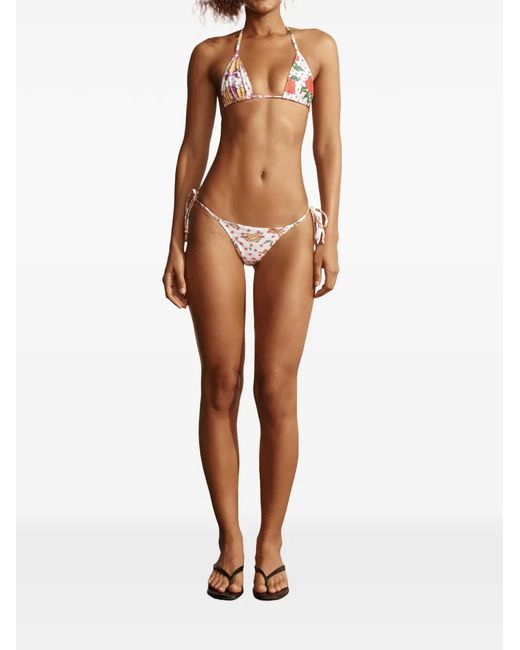Donde Esteban White Floral-Print Triangle Bikini Top