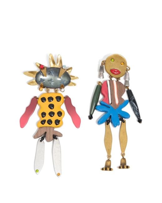Bimba Y Lola White Aged-Tone Dancer Earrings