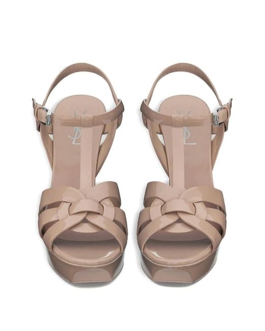 Saint Laurent Natural Platform Sandals