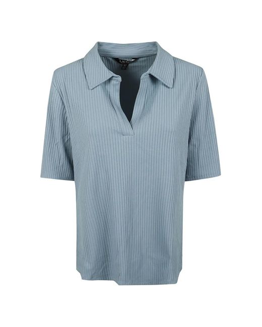Ralph Lauren Blue V-Neck Ribbed T-Shirt