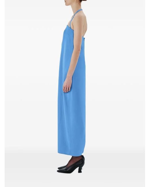 Another Tomorrow Blue Cocoon Convertible Maxi Dress