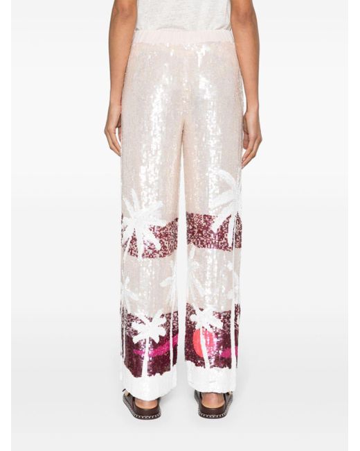 P.A.R.O.S.H. White Sequinned Straight-leg Trousers