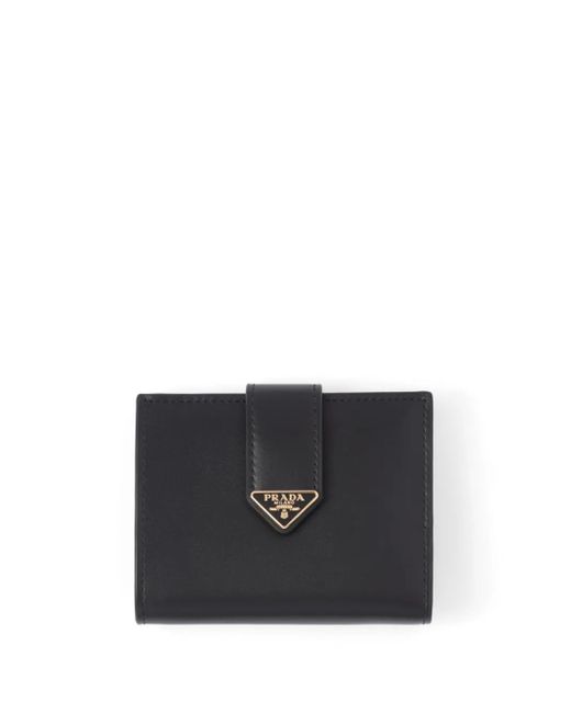 Prada Black Triangle-Logo Leather Wallet
