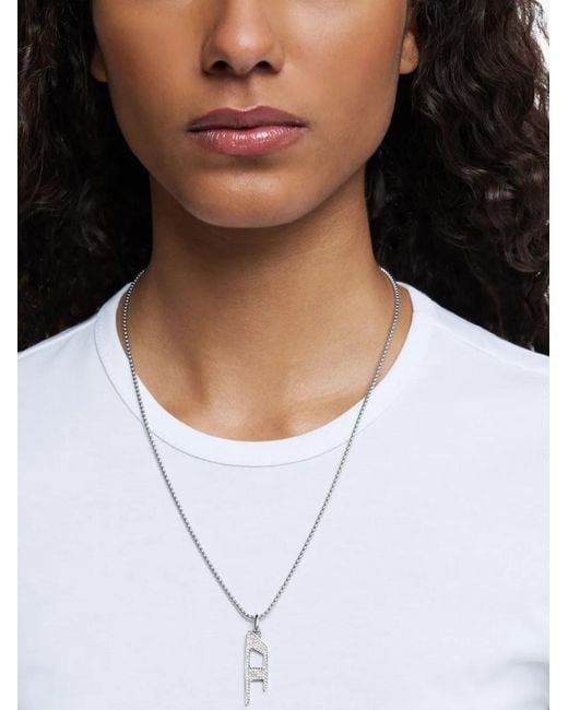 DIESEL White Dx1624040 Crystal-Pavé Necklace