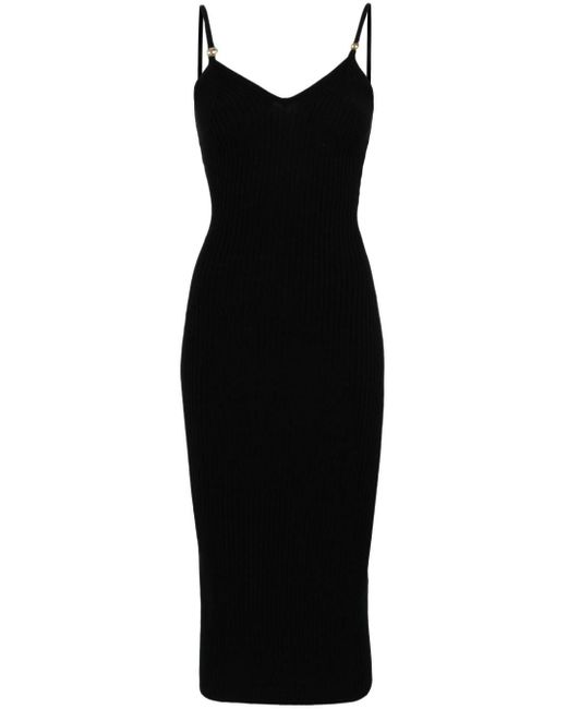 Elisabetta Franchi Ribgebreide Midi-jurk in het Black