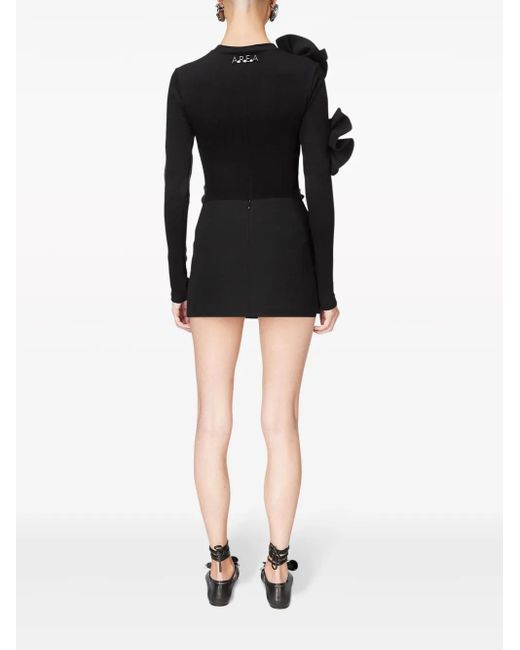 Area Black Crystal-Embellished Wool Mini Skirt