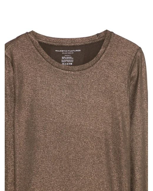 Majestic Filatures Brown Long-Sleeve Round-Neck Top